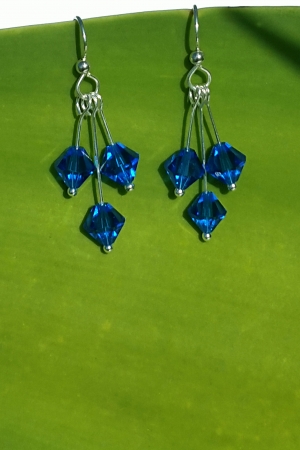 Three Tier  Blue Swarovski Crystals