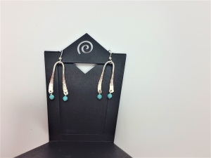Hammered earring wire and Amazonite