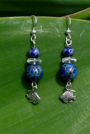 Blue Glass Fish Charms