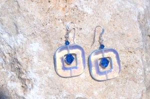 Opalie and Blue Swarvoski Earrings
